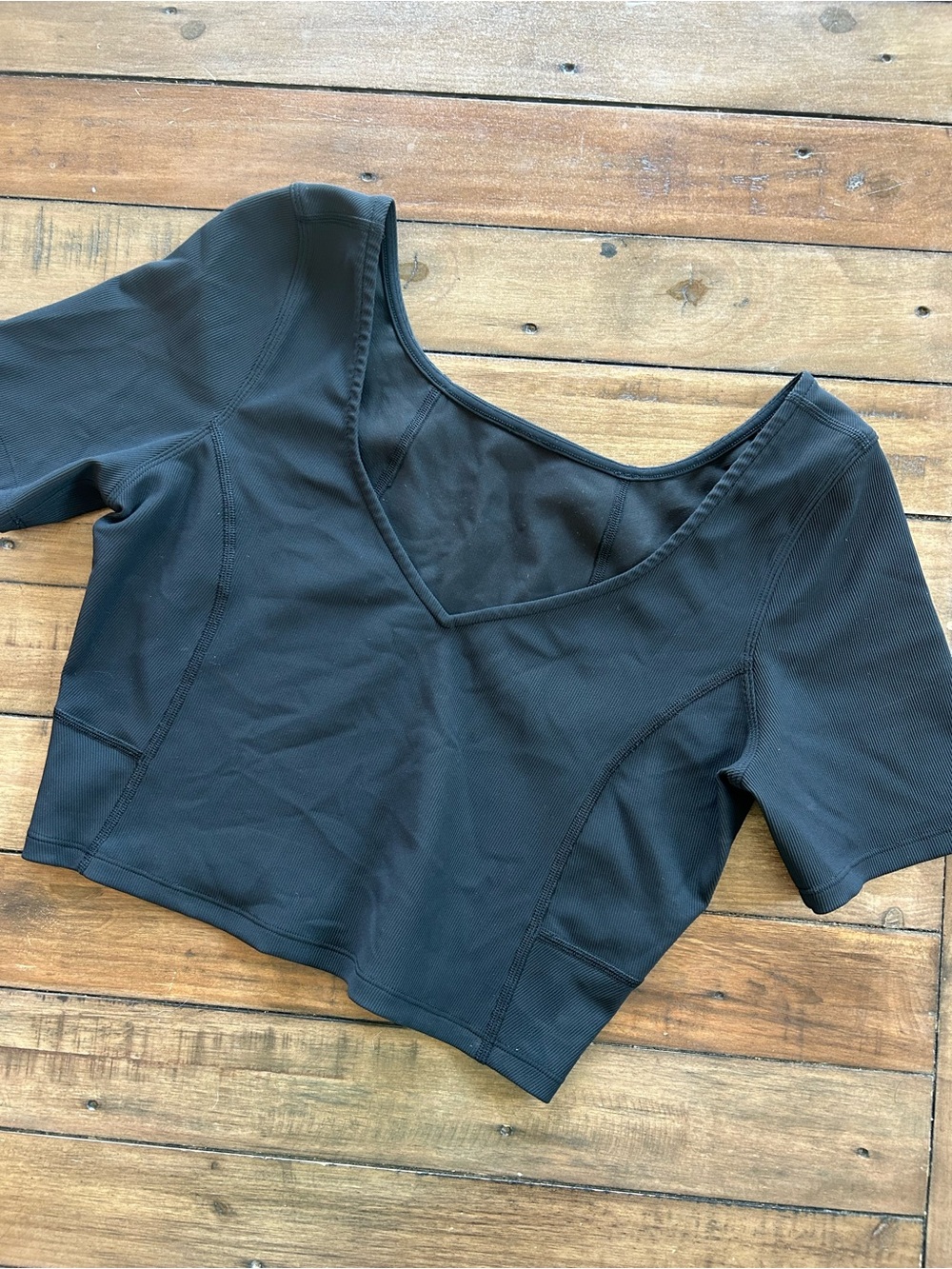 Lululemon Align Ribbed Contour Black Crop T Shirt 6
